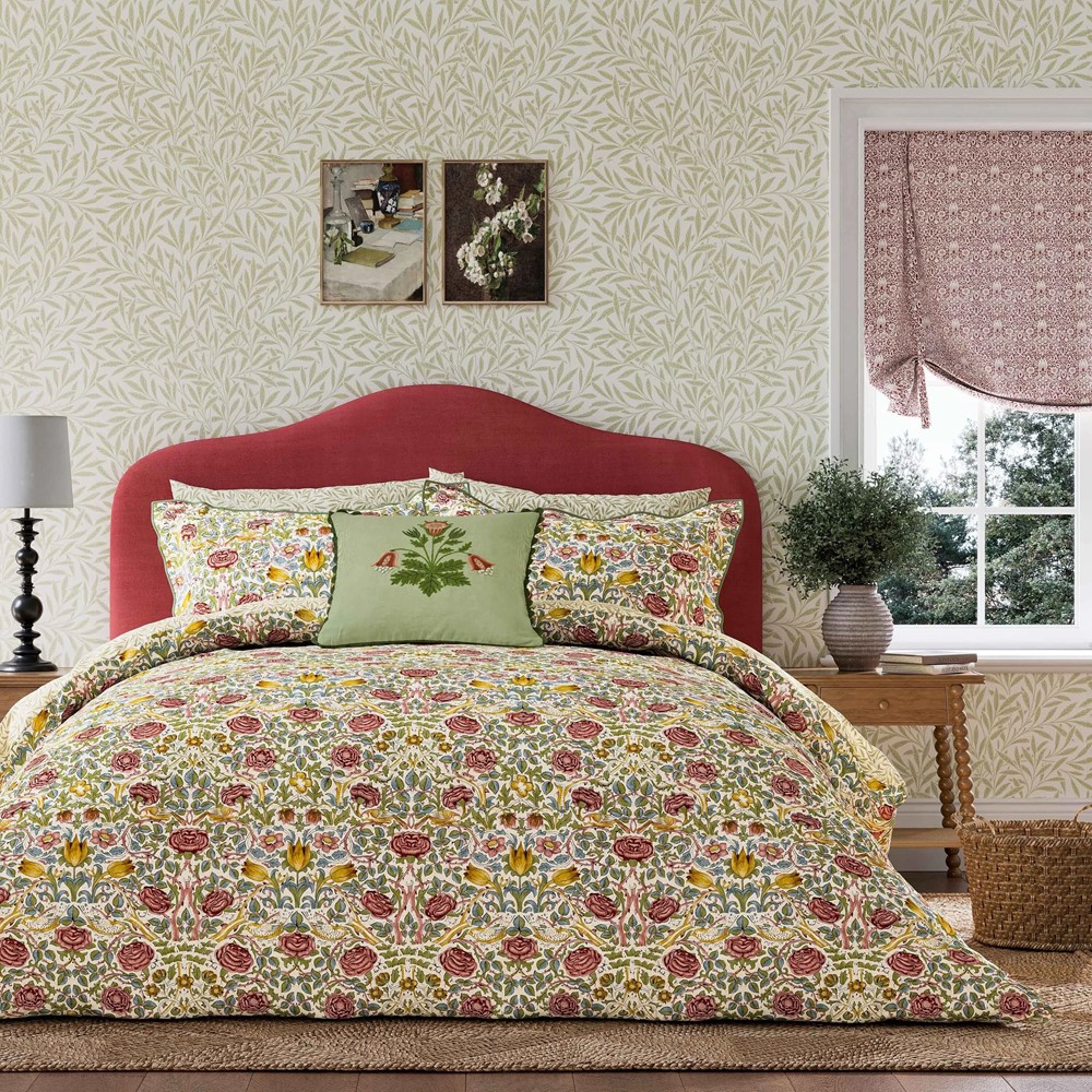 Rose Floral Bedding by Morris & Co in Boughs Green Rose